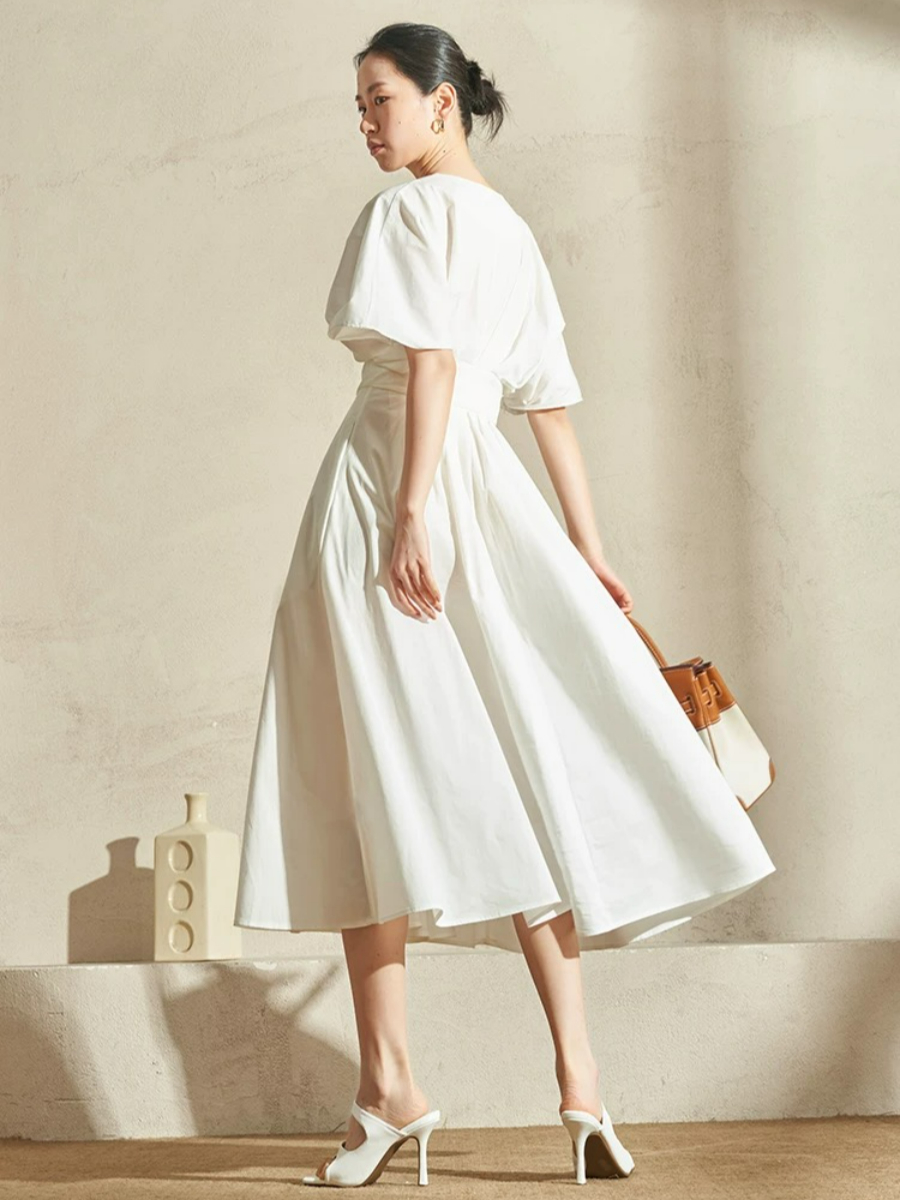 Violet Structured V-Neck Dress