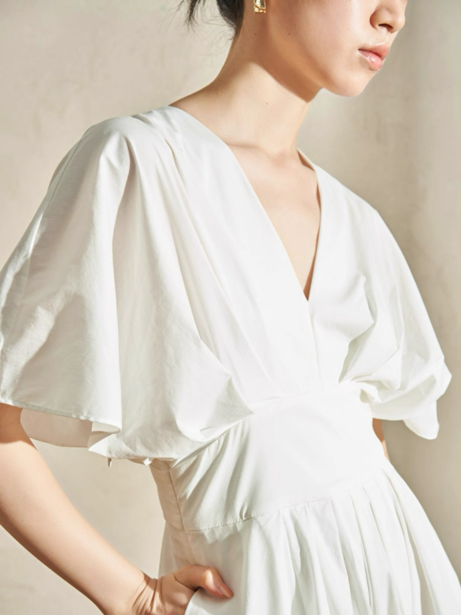 Violet Structured V-Neck Dress