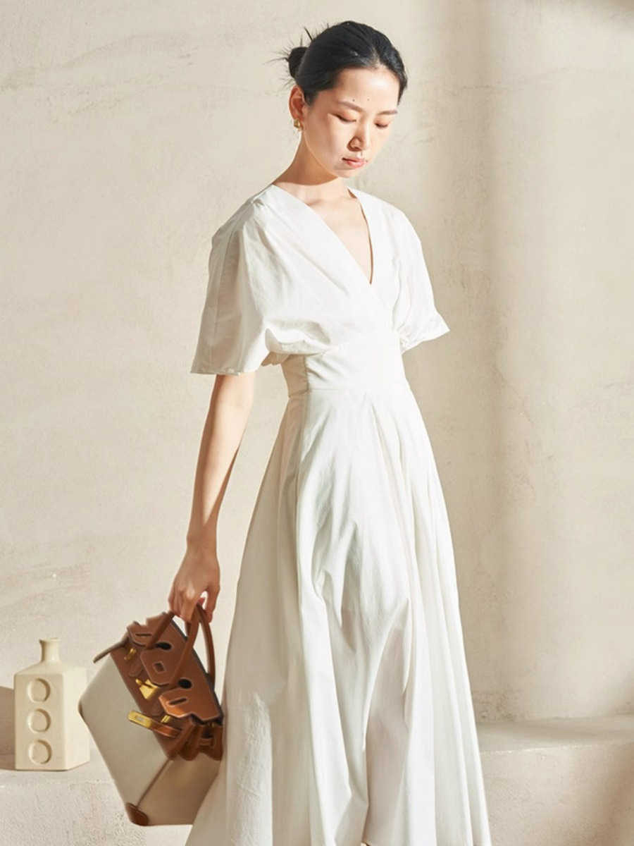 Violet Structured V-Neck Dress