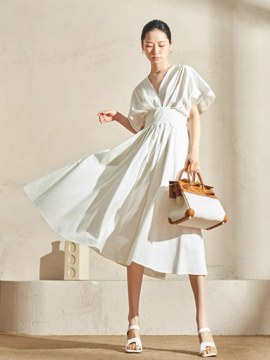 Violet Structured V-Neck Dress