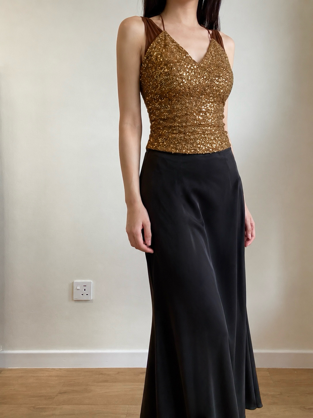 Carmen Sequin-Drape Delicate Top