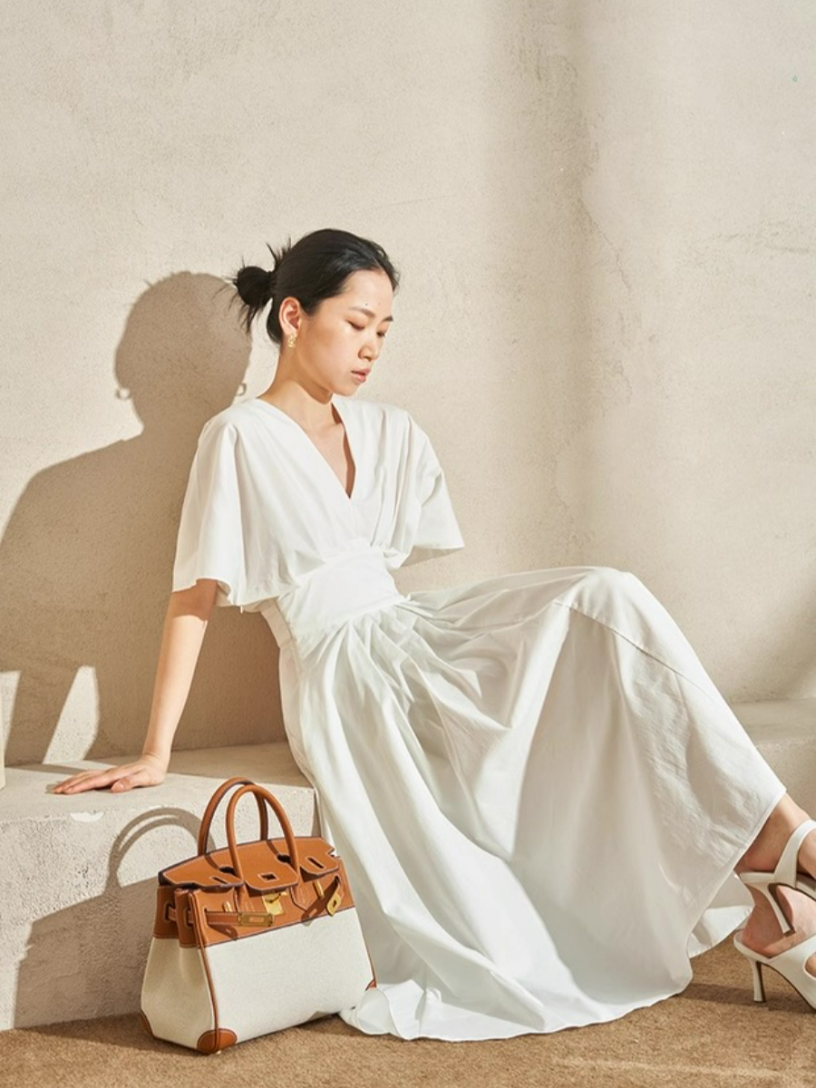 Violet Structured V-Neck Dress