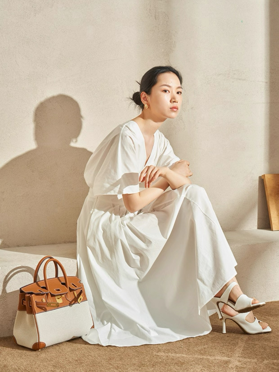 Violet Structured V-Neck Dress