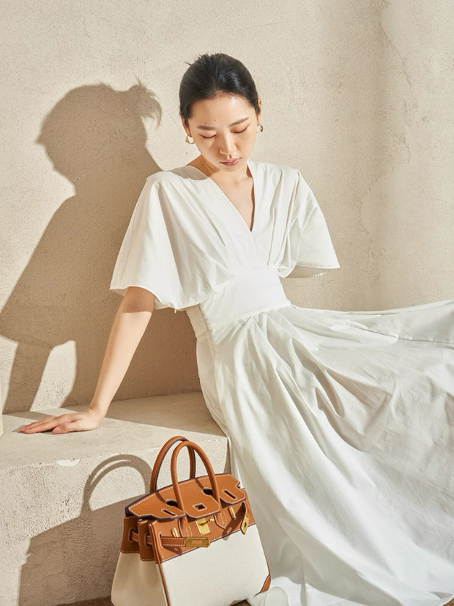 Violet Structured V-Neck Dress