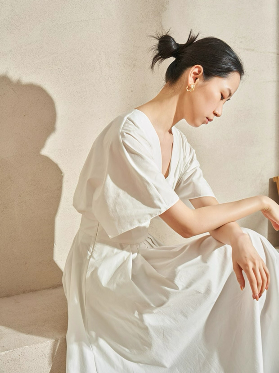 Violet Structured V-Neck Dress