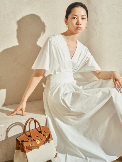 Violet Structured V-Neck Dress