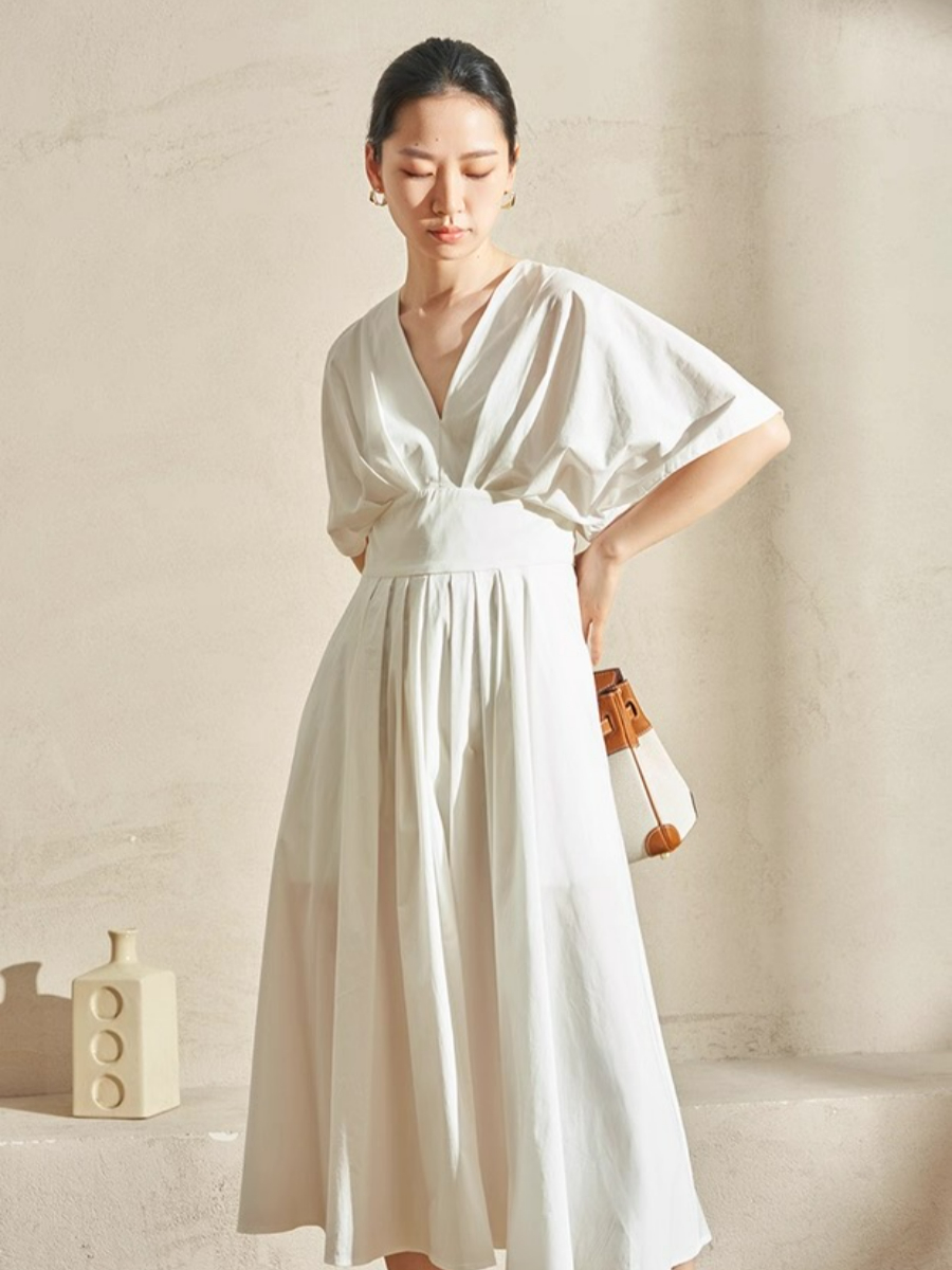 Violet Structured V-Neck Dress