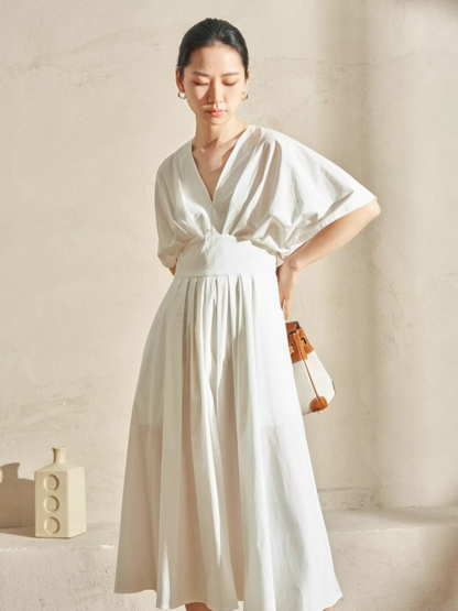 Violet Structured V-Neck Dress