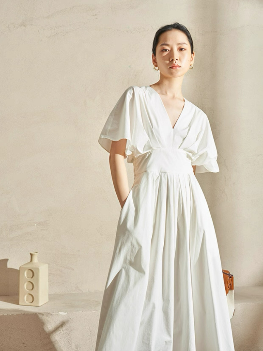 Violet Structured V-Neck Dress