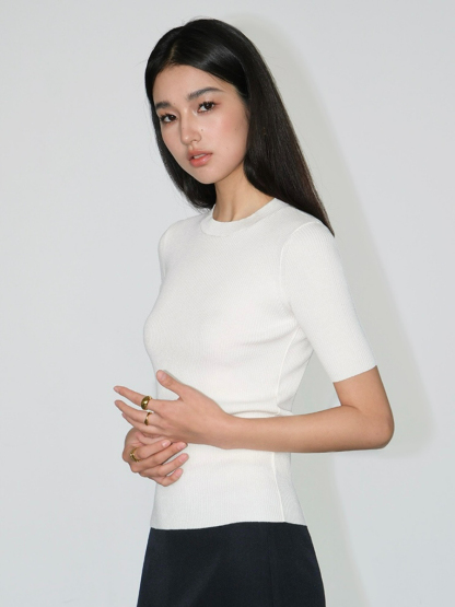 Juliette Clean Fit Round Neck Top-The Black Bow-