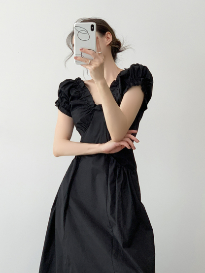 Neyle Puff Sleeve Off Shoulder Dress-The Black Bow-