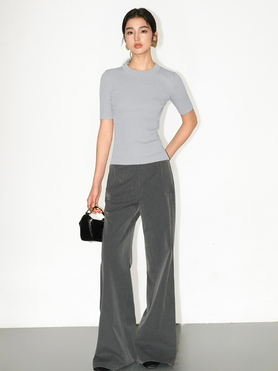 Juliette Clean Fit Round Neck Top-The Black Bow-