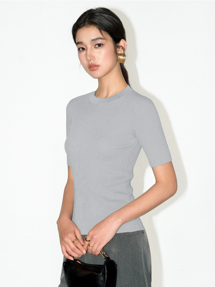 Juliette Clean Fit Round Neck Top-The Black Bow-