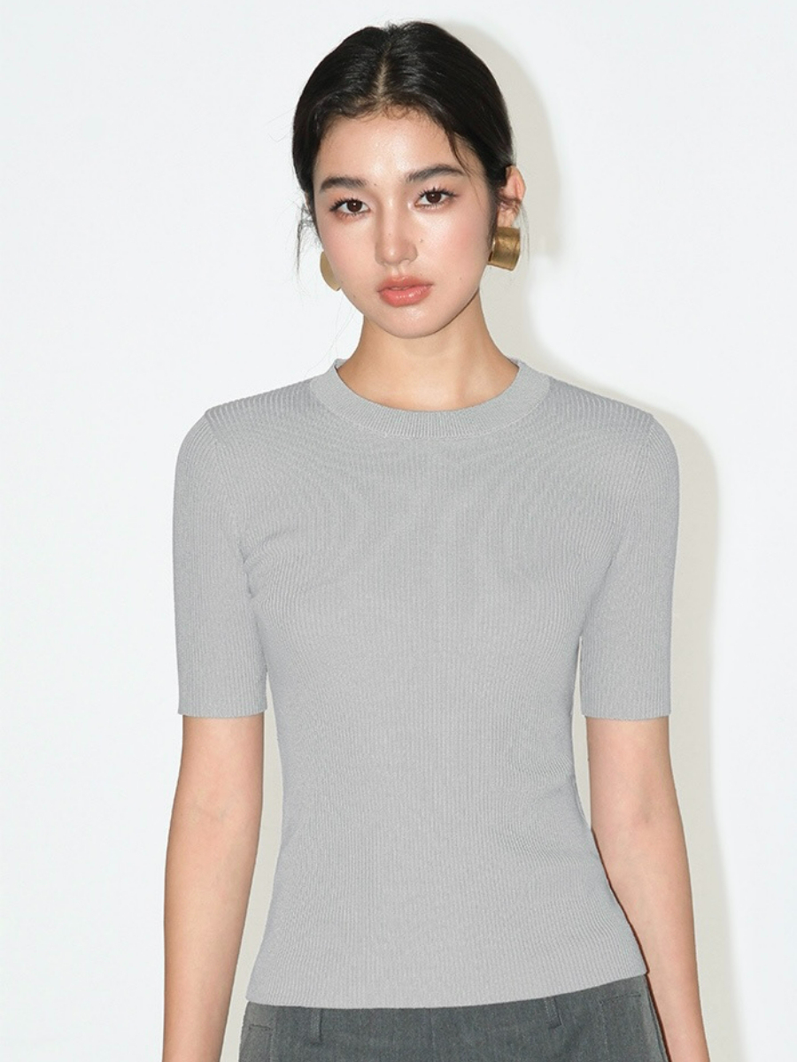 Juliette Clean Fit Round Neck Top-The Black Bow-