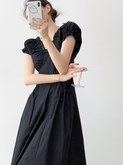 Neyle Puff Sleeve Off Shoulder Dress-The Black Bow-