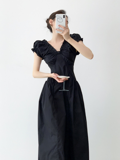 Neyle Puff Sleeve Off Shoulder Dress-The Black Bow-