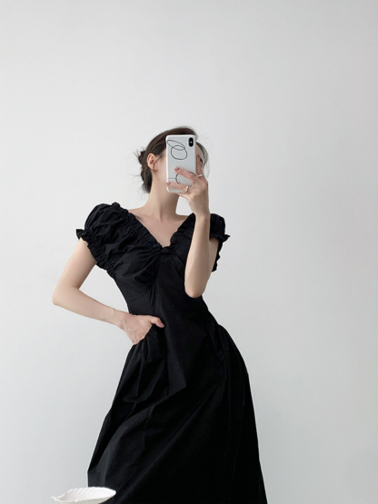 Neyle Puff Sleeve Off Shoulder Dress-The Black Bow-