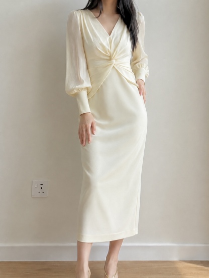 Cecelia Crinkle-Satin Twist-Front Dress