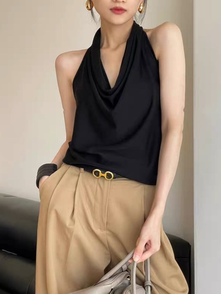 Janie Halter Neck Knit Top-The Black Bow-