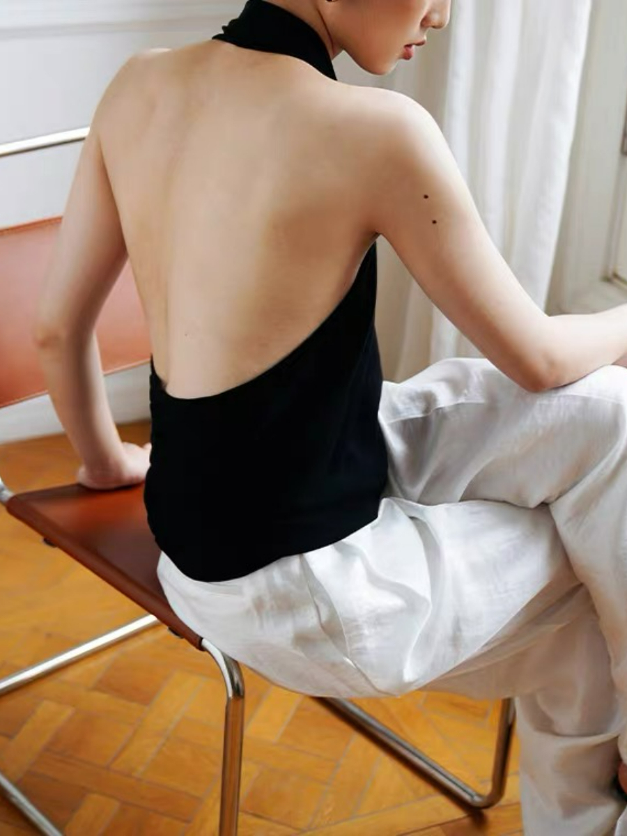 Janie Halter Neck Knit Top-The Black Bow-