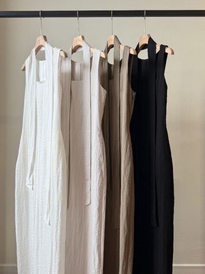 Cannie Square Neck Dress with Tie (DR102)