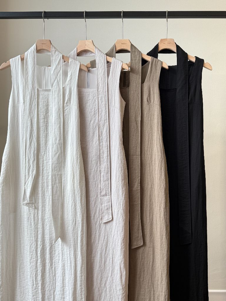 Cannie Square Neck Dress with Tie (DR102)