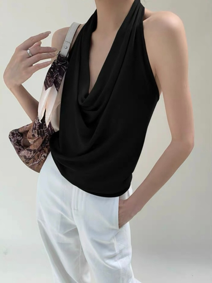 Janie Halter Neck Knit Top-The Black Bow-