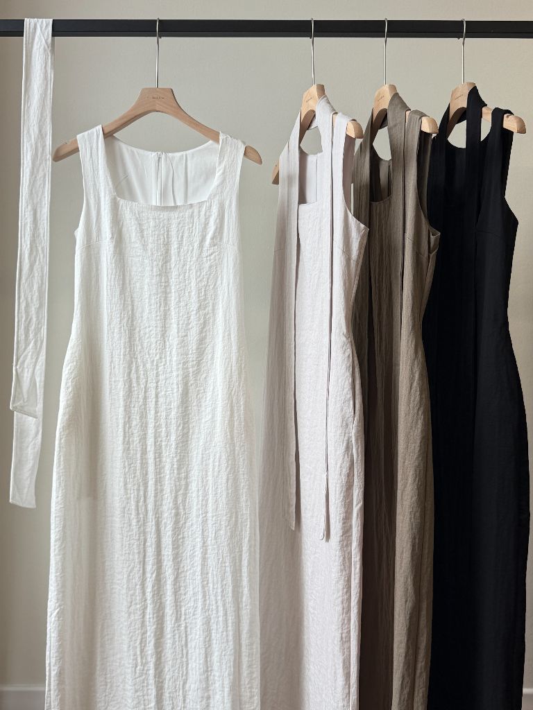 Cannie Square Neck Dress with Tie (DR102)