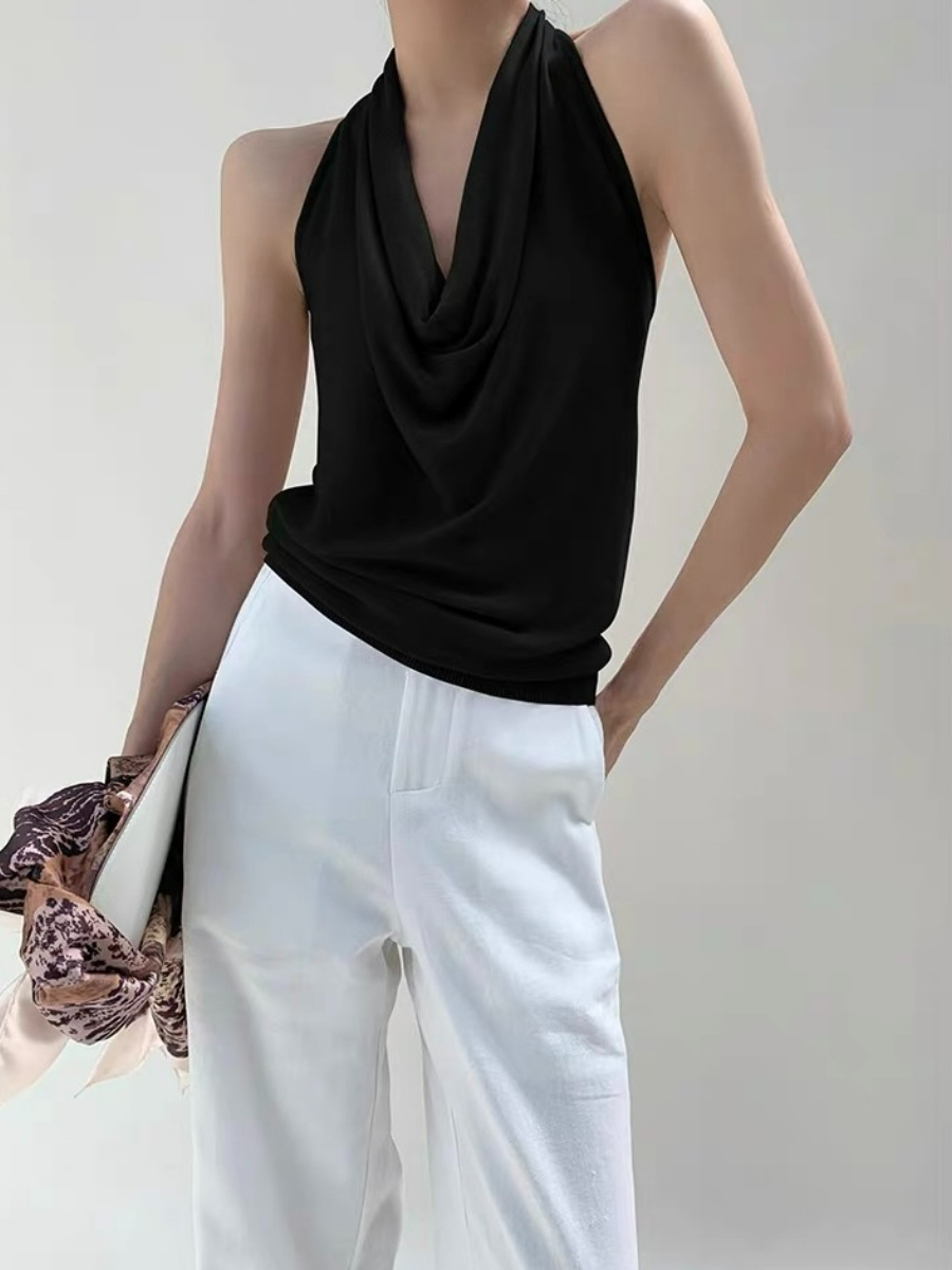 Janie Halter Neck Knit Top-The Black Bow-