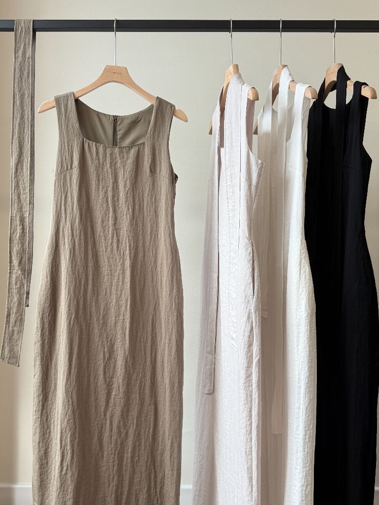 Cannie Square Neck Dress with Tie (DR102)