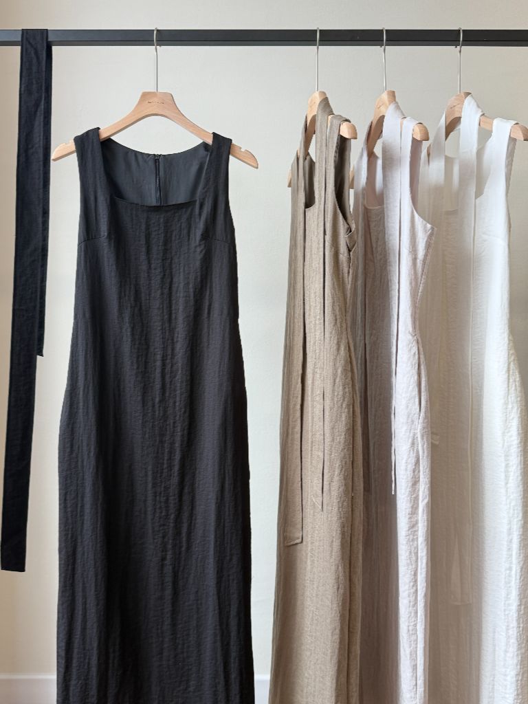 Cannie Square Neck Dress with Tie (DR102)