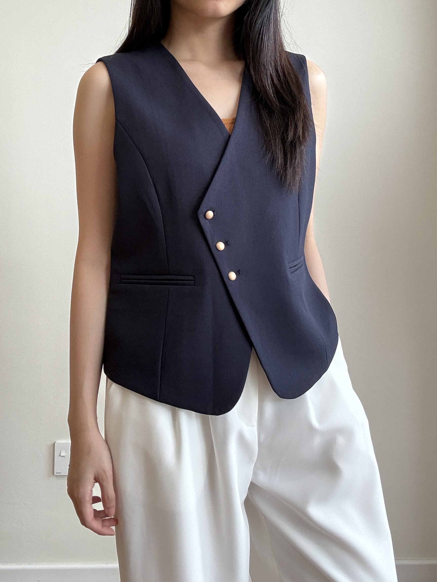 Vicky Asymmetric Button Vest