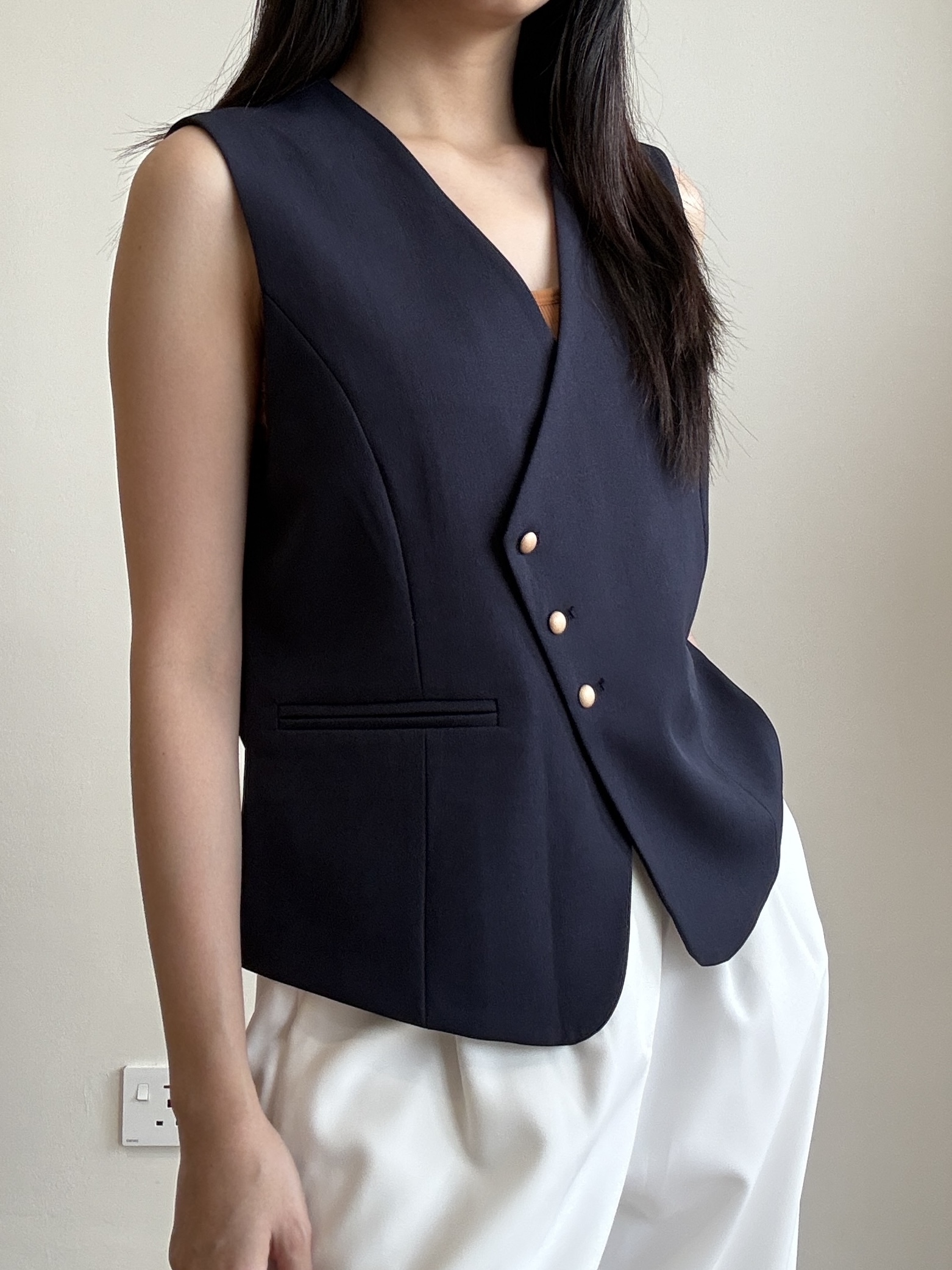 Vicky Asymmetric Button Vest