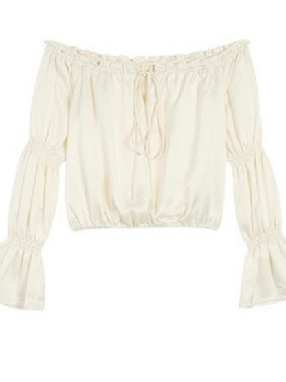 Jesse Off Shoulder Satin Top-The Black Bow-
