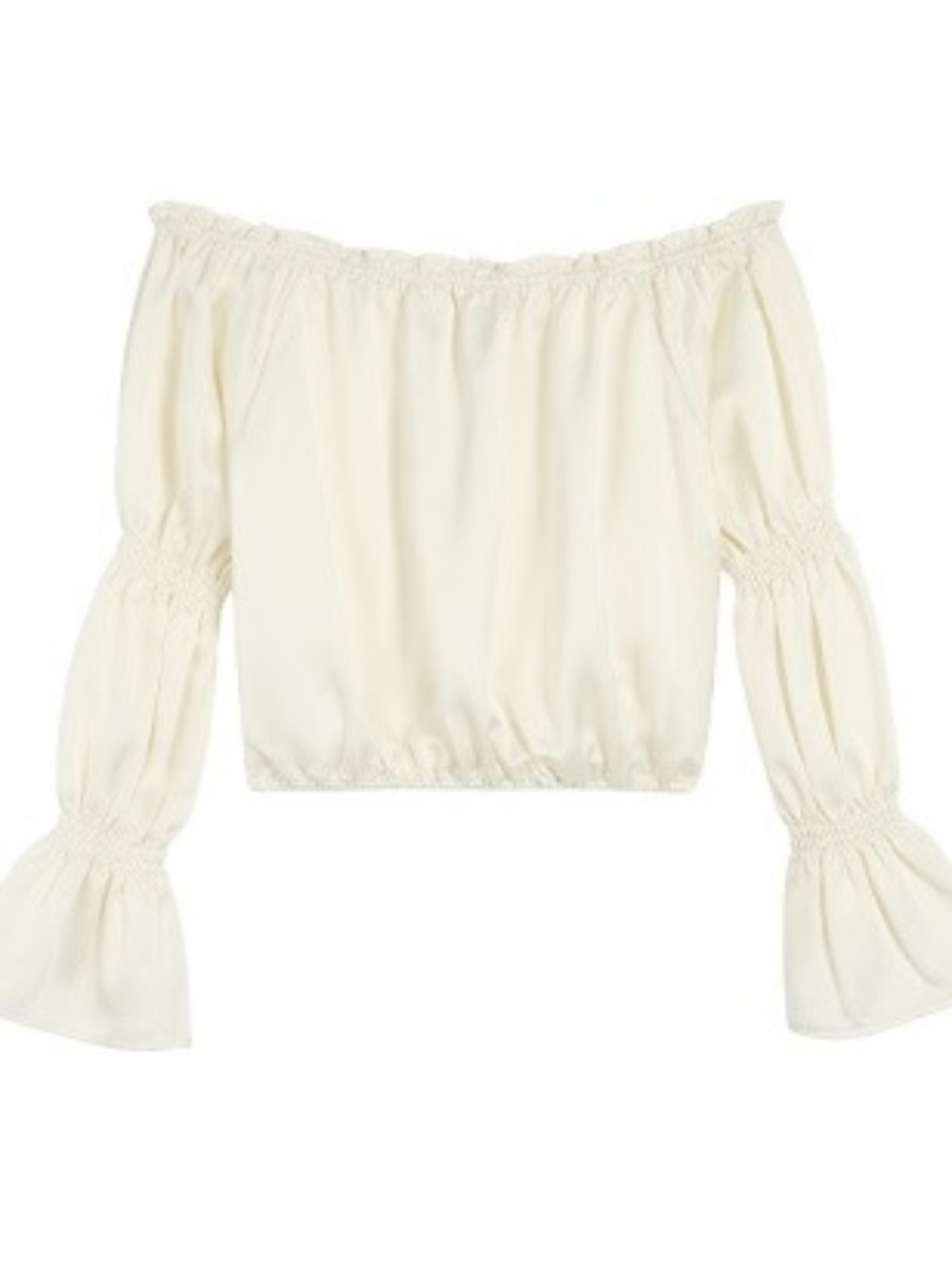 Jesse Off Shoulder Satin Top-The Black Bow-
