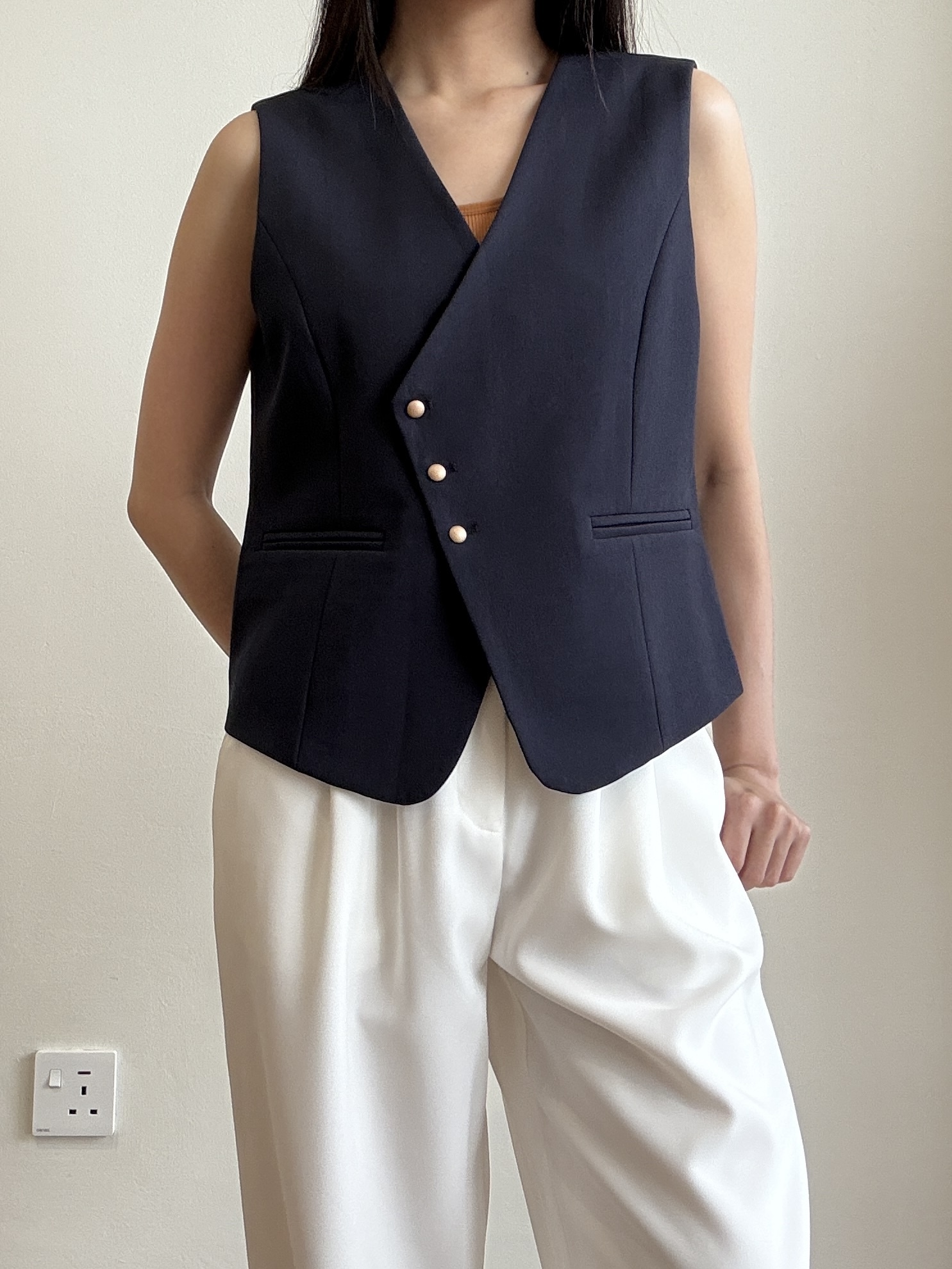 Vicky Asymmetric Button Vest
