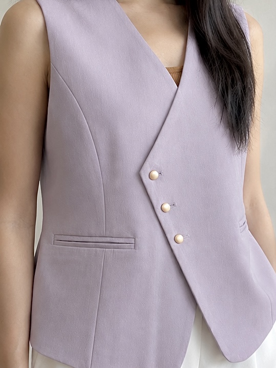 Vicky Asymmetric Button Vest