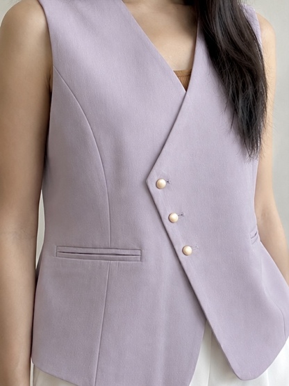 Vicky Asymmetric Button Vest
