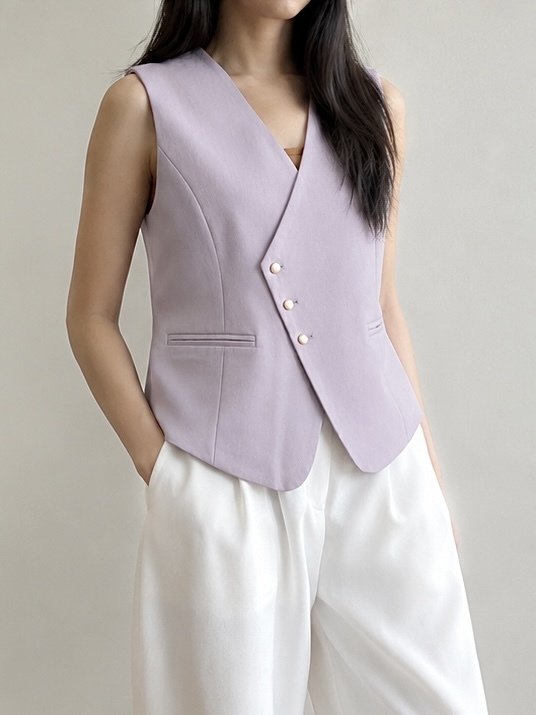 Vicky Asymmetric Button Vest