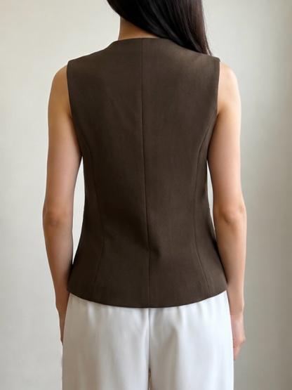 Vicky Asymmetric Button Vest