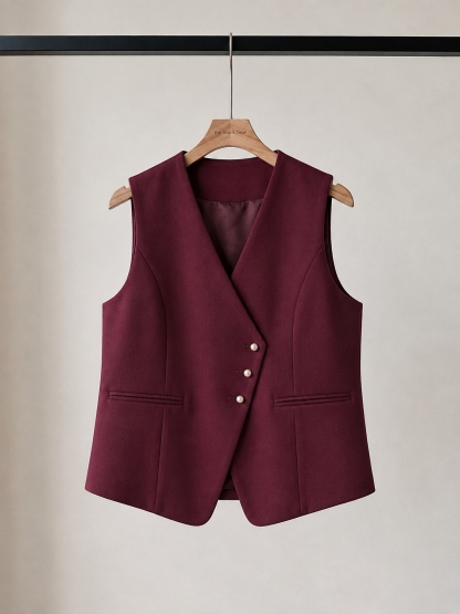 Vicky Asymmetric Button Vest