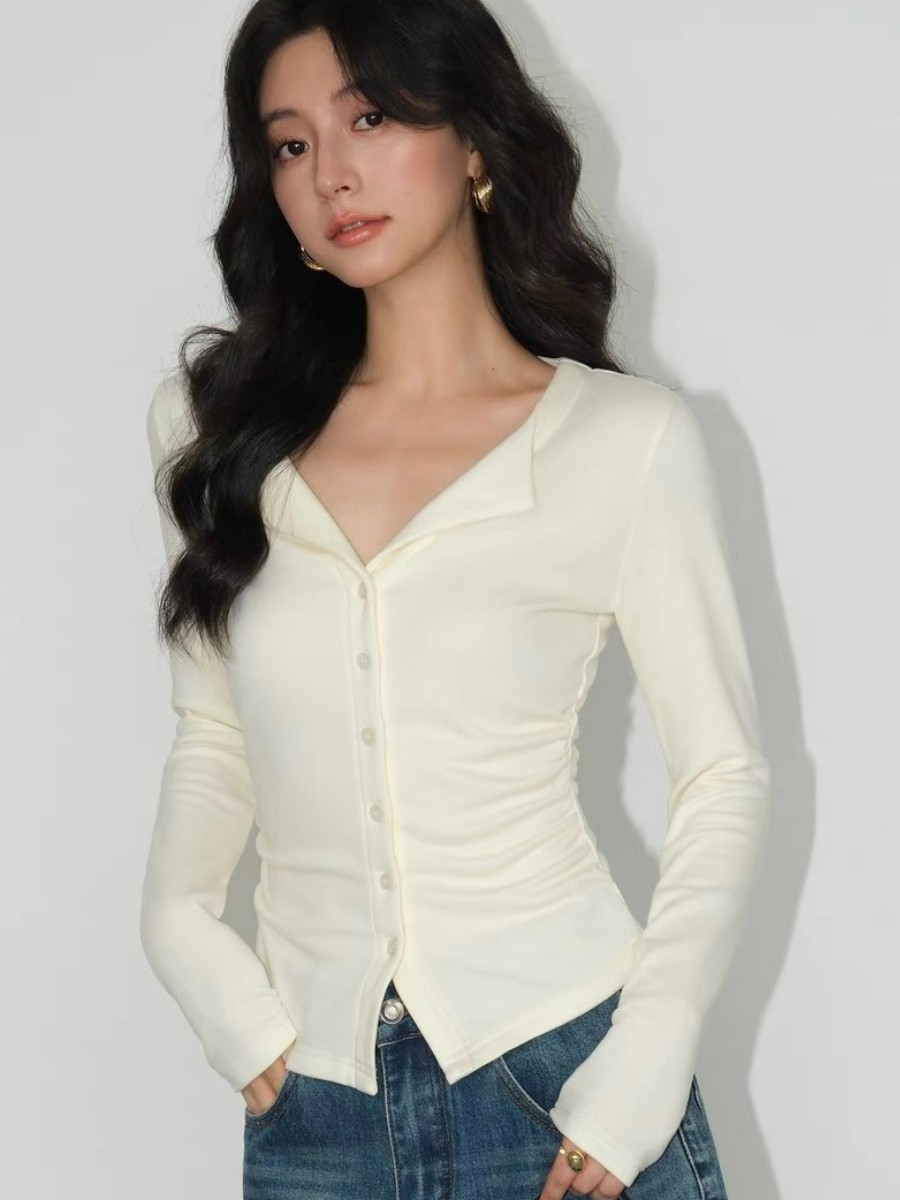 Jolene Flip Collar Knit Top-The Black Bow-