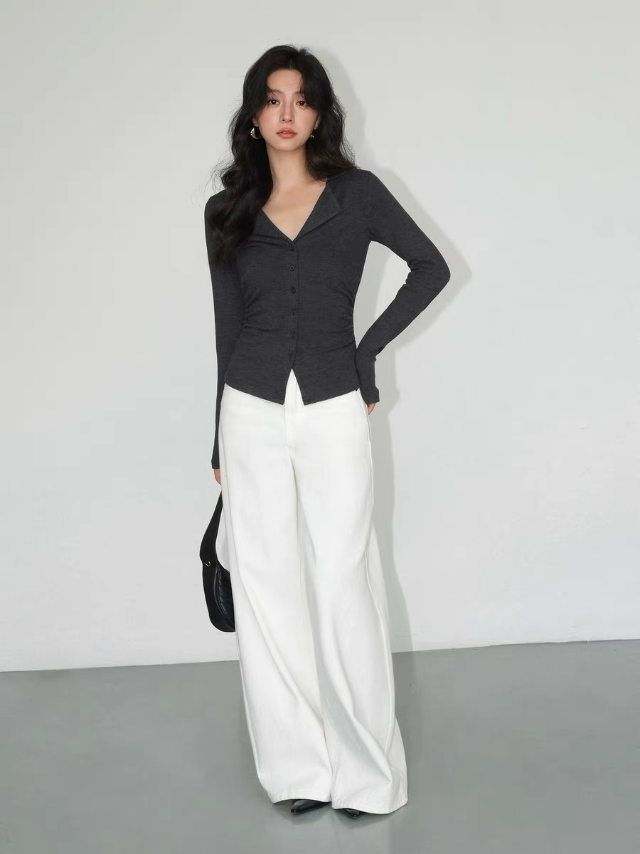 Jolene Flip Collar Knit Top-The Black Bow-