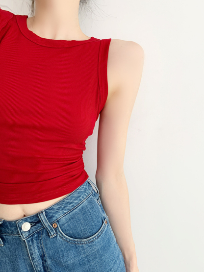 Nyx Round Neck Crop Top-The Black Bow-