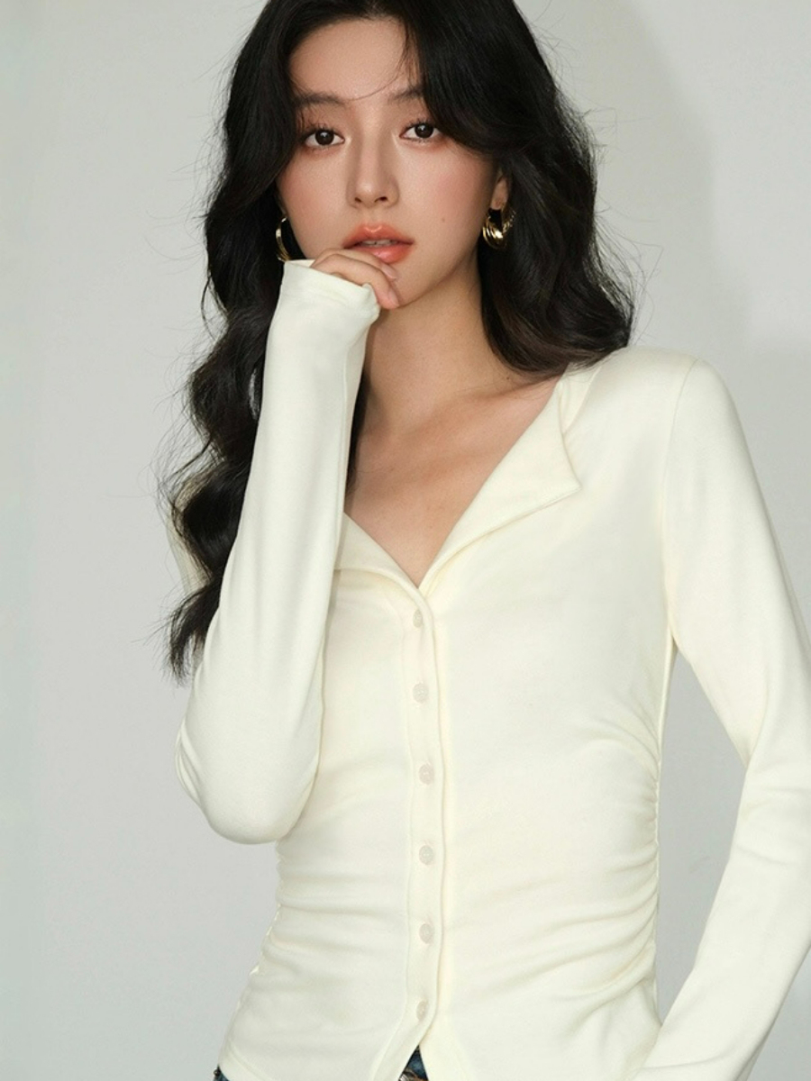 Jolene Flip Collar Knit Top-The Black Bow-