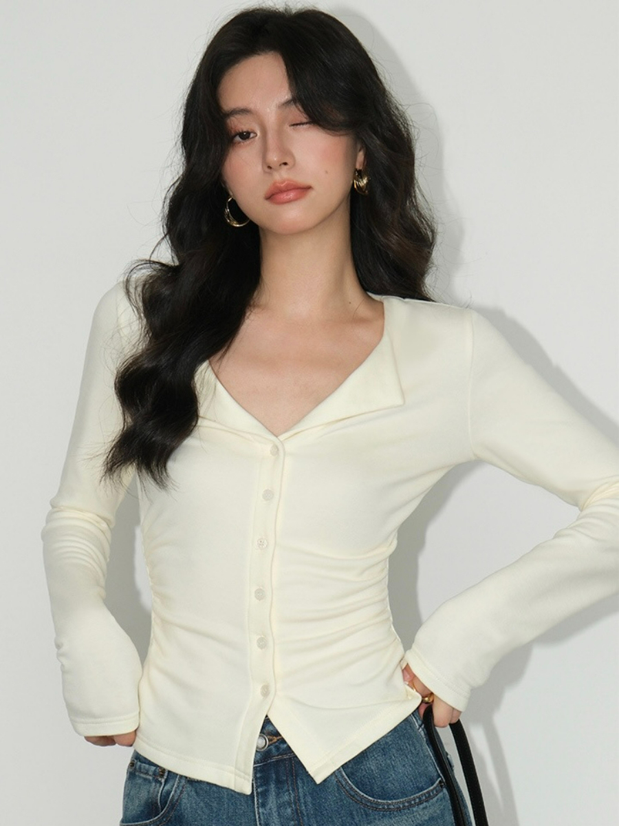 Jolene Flip Collar Knit Top-The Black Bow-