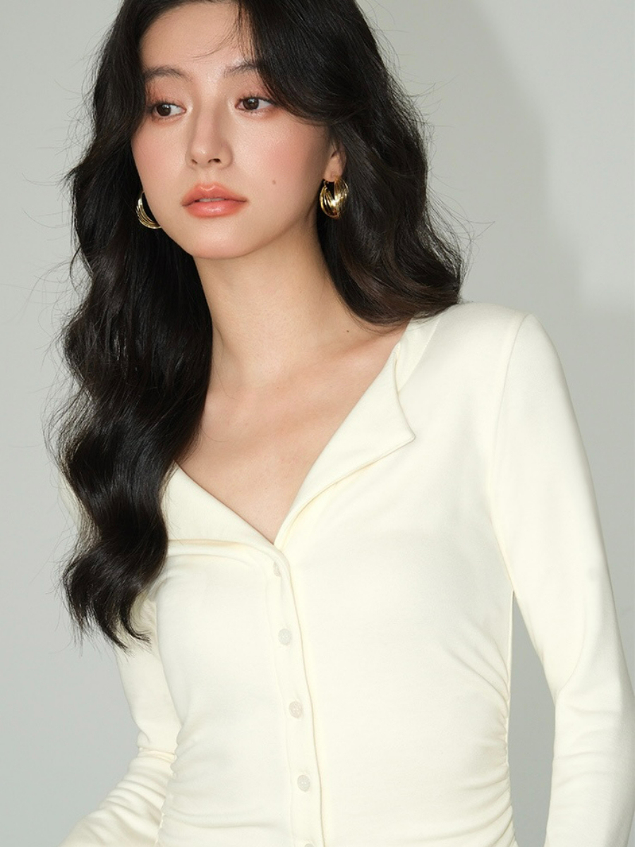 Jolene Flip Collar Knit Top-The Black Bow-