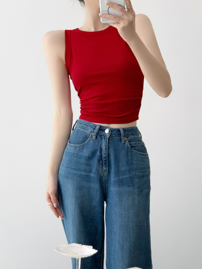 Nyx Round Neck Crop Top-The Black Bow-