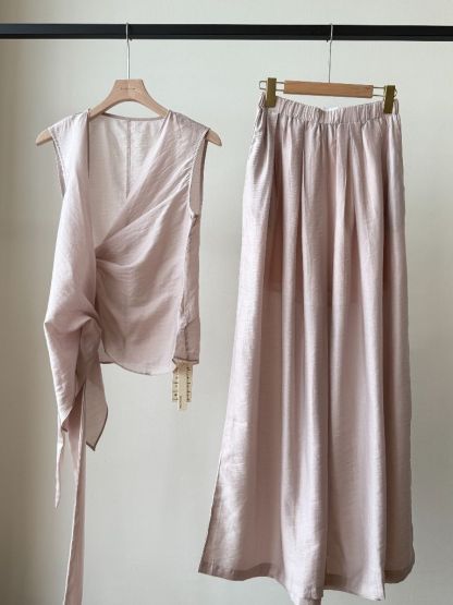 Lena Sleeveless Tied Up Top & Pants Set