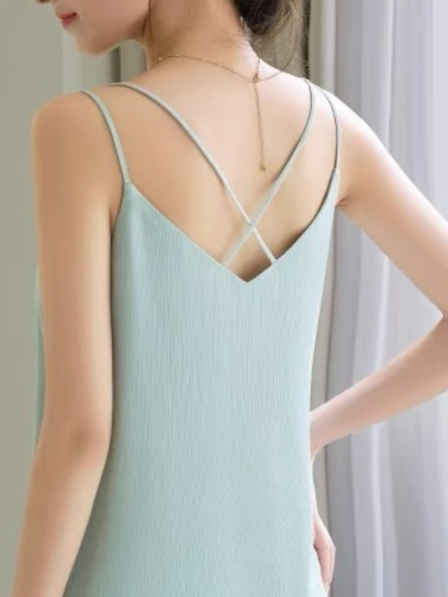 Drune Cross-Back Textured Chiffon Top